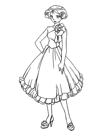 Alex In Dress  Coloring Page